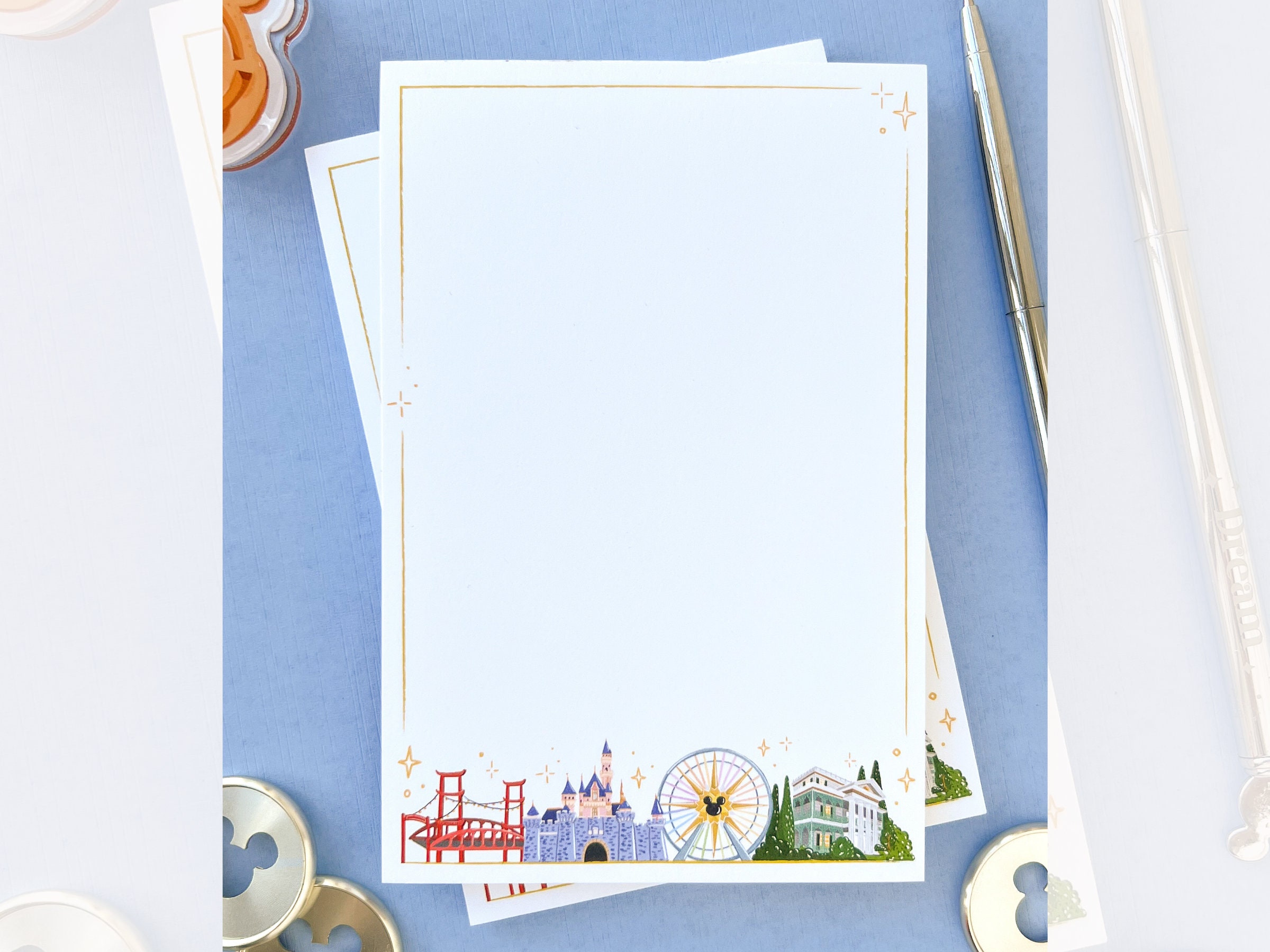 DLR Park Landmarks Memo Notepad/ Disneyland 50 sheets grid dot bullet journal/ Disney planner paper scrapbook stationery notebook supplies