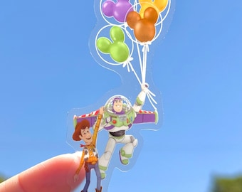 Woody and Buzz Mickey Balloons Transparent Laptop Sticker/ Disney Pixar Toy Story journal planner sticker