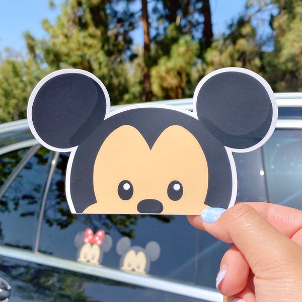 Mickey Peeker Transparent Car Decal/ Mouse Peekaboo Window Bumper Vinyl Disney Luggage Helmet Guitar Laptop Jumbo Sticker