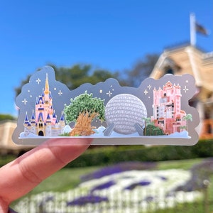 WDW Landmarks transparante laptopsticker/Disney verborgen sticker Mickey Animal Kingdom-sticker mobiele telefoon planner waterfles