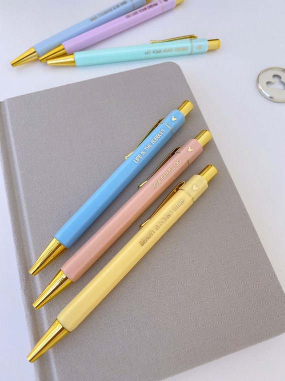 Princess Quote Gold Pens: Ariel, Moana, Belle set of 3/ Disney Mickey Inspo  Stationery Ballpoint Black Writing Planner Journal Supplies 