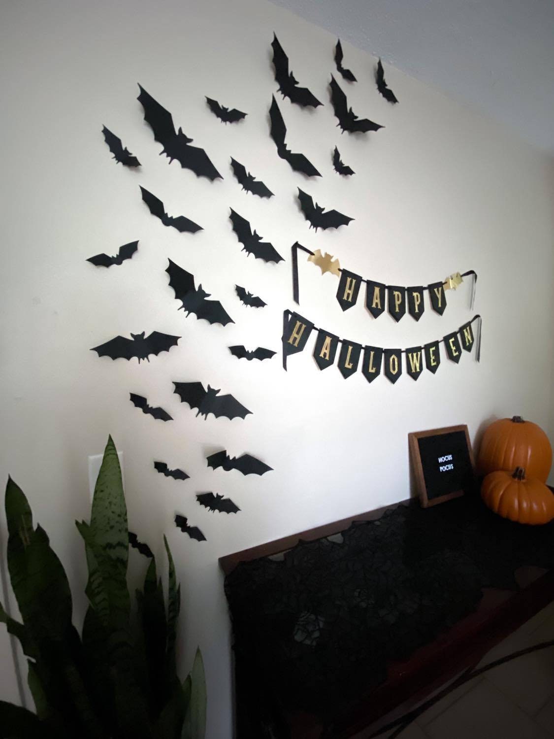 Halloween Black Bats Wall Decor Hanging Halloween Decor Etsy