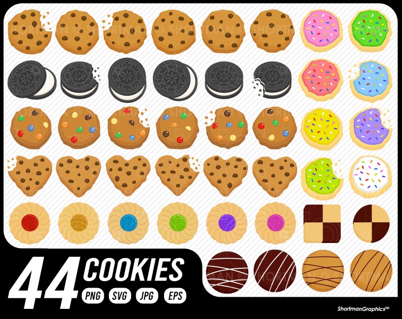 Chocolate Chip Cookie Clipart SVG PNG Download image 1