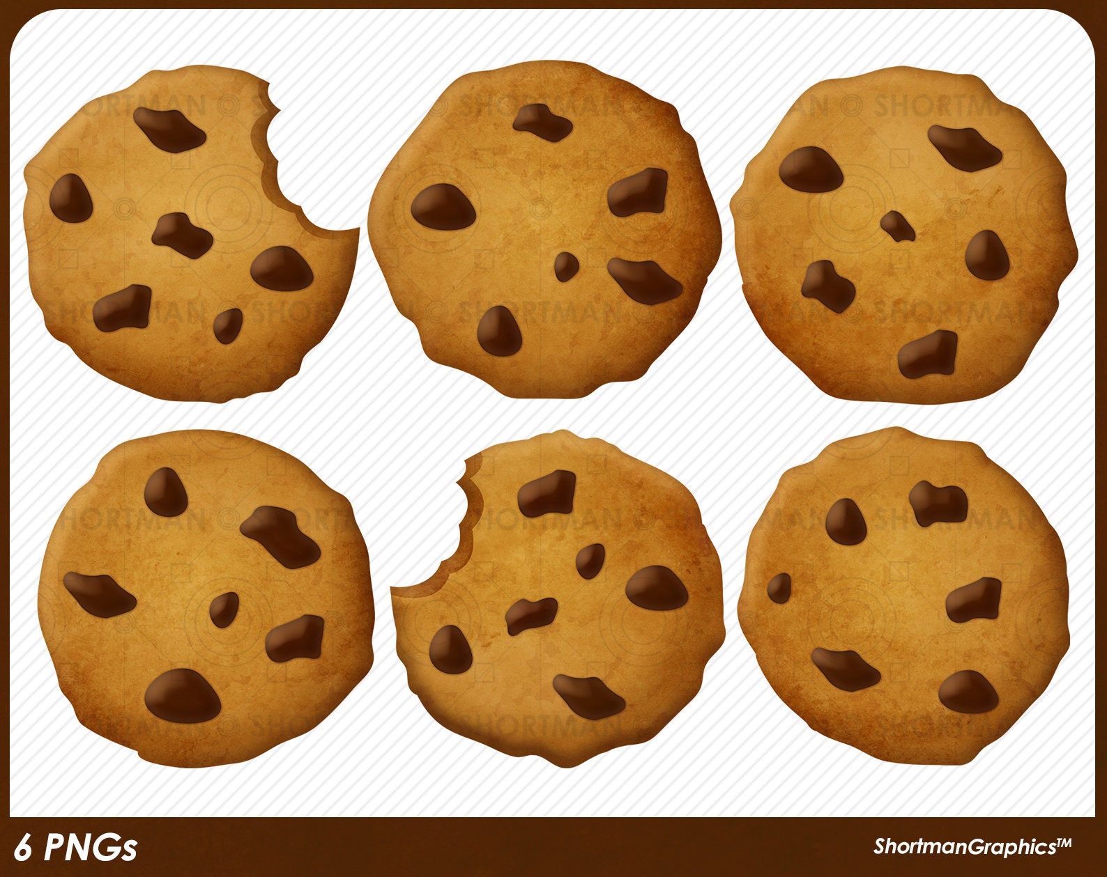 Chocolate Chip Cookie Clipart PNG Download | Etsy