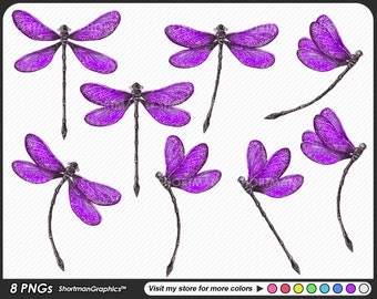 Purple Dragonflies watercolor Clipart PNG - Dragon Fly Clipart