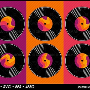 Groovy Vinyl Record Clipart - SVG PNG Set
