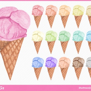 Eistüten Aquarell PNG Set