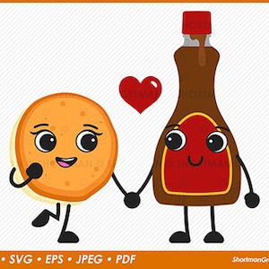 Pancake and Syrup Couple Clipart - PNG SVG