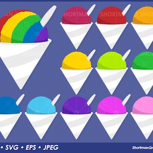 Snow Cone Clipart - Rainbow SVG PNG Download