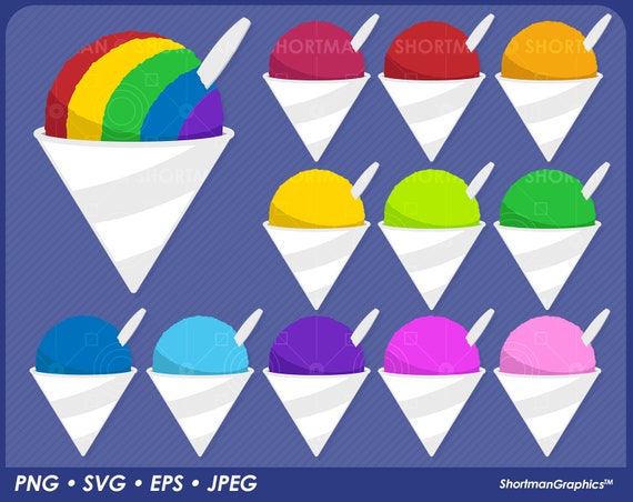 Snow Cone Clipart Rainbow SVG PNG Download - Etsy Finland