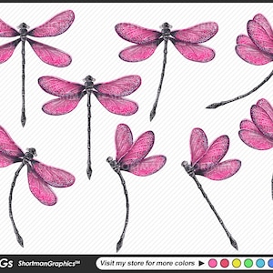 Pink Dragonflies watercolor Clipart PNG - Dragon Fly Clipart