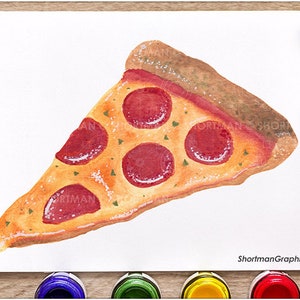Watercolor Pizza Clipart - Pizza PNG Download