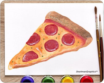 Watercolor Pizza Clipart - Pizza PNG Download