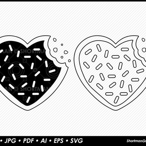 Heart Shaped Sugar Cookies Clipart - SVG - PNG - JPG