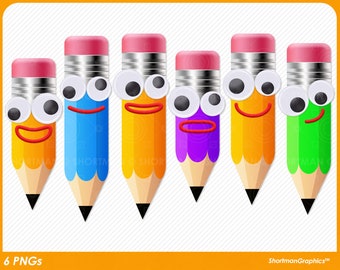 Pencil clipart - cartoon pencil PNG - Back to school clipart