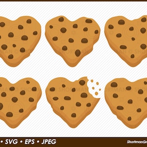 Clipart de biscoito de coração - pedaços de chocolate - SVG PNG