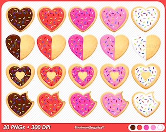 Cuore Cookies Clipart - Download PNG - Rosso - Rosa - Bianco