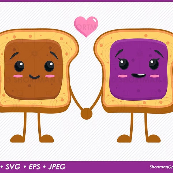 Peanut Butter Jelly Sandwiches Couple Clipart - SVG PNG