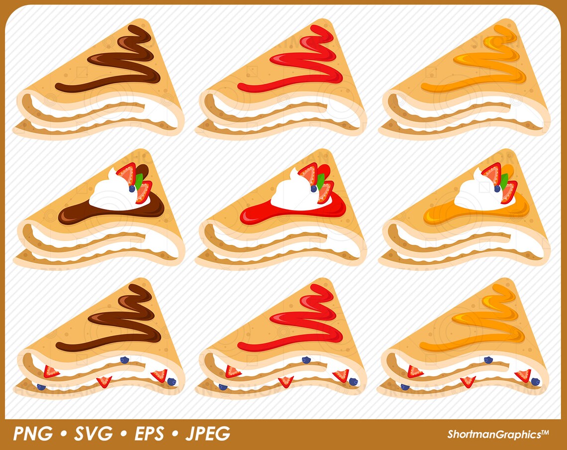 Crepe Clipart Crêpe Chocolate Honey Strawberry SVG - Etsy