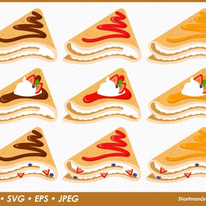 Crepe Clipart - crêpe - Chocolate - Honey - Strawberry - SVG PNG