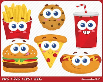 Clipart de cheeseburger souriant - Clipart de frites PNG SVG