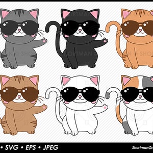 サングラスをかけたクールな猫が親指を立てている - SVG PNG ダウンロード