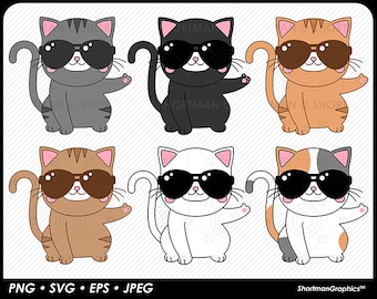 Cool Cat with Sunglasses Giving a Thumbs Up - SVG PNG Download