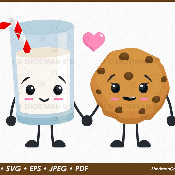 Milk and Cookie Couple Clipart - PNG SVG