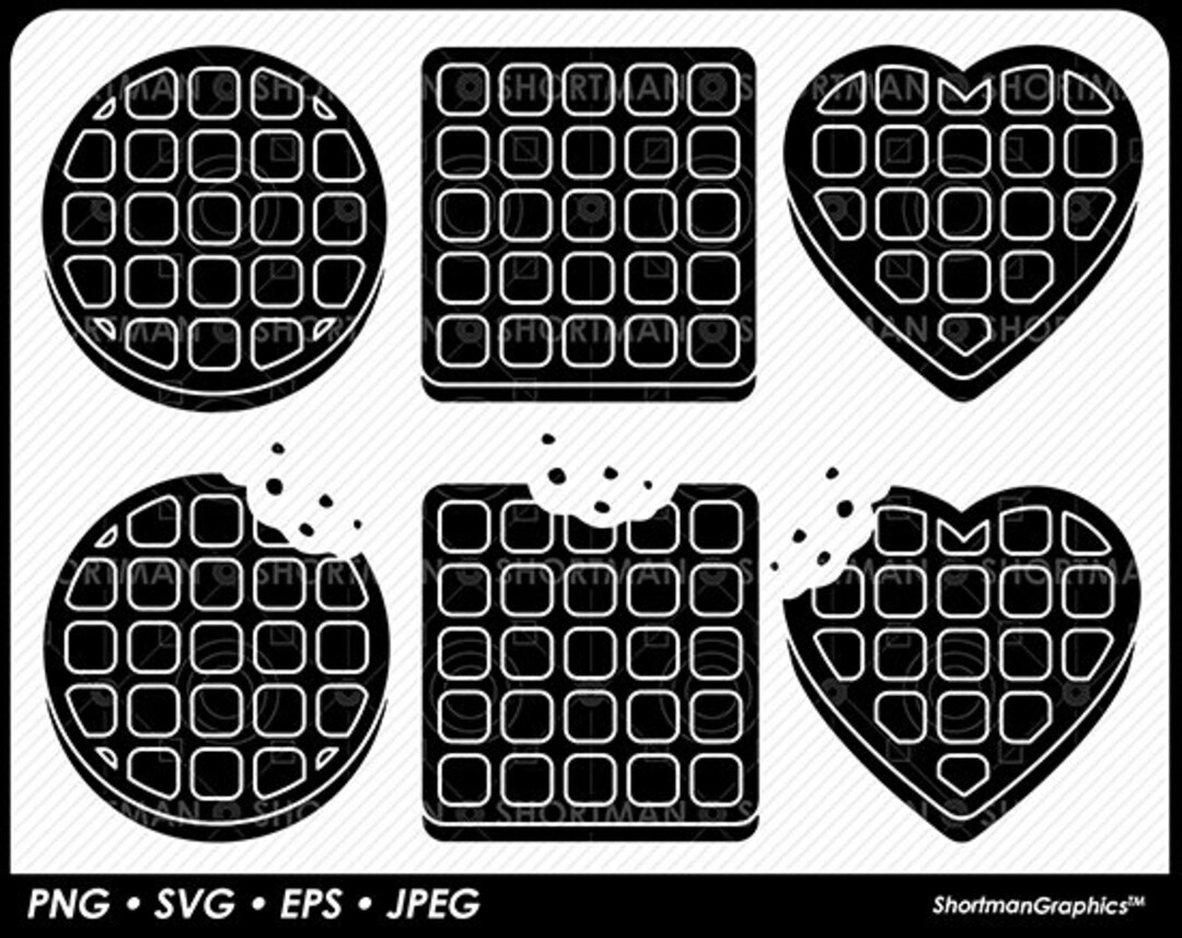 Waffles Silhouette - Round Square &amp; Heart - SVG PNG - Etsy
