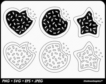 Stella - Cuore - Rotondo - Clipart di biscotti di zucchero a forma di - SVG - PNG - JPG