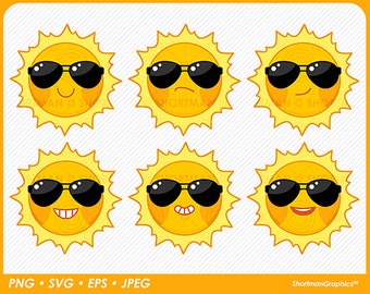 Cool Sun with Sunglasses - SVG PNG Download
