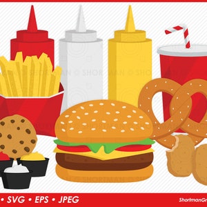 Cheeseburger Clipart - Fries Clipart PNG SVG