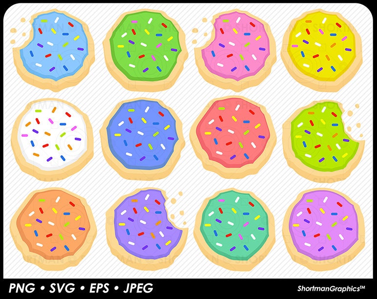Sugar Cookies Clipart - PNG SVG Download - Pink - Blue