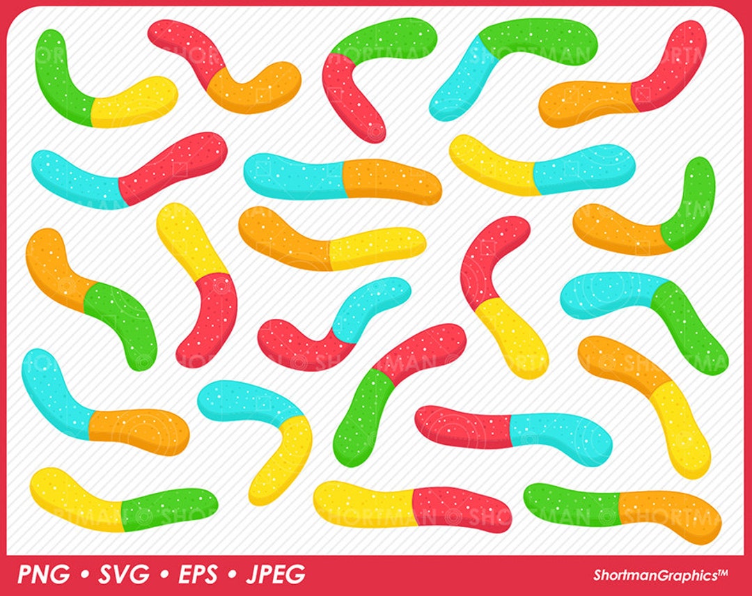 Gummy Worms Clipart SVG PNG - Etsy