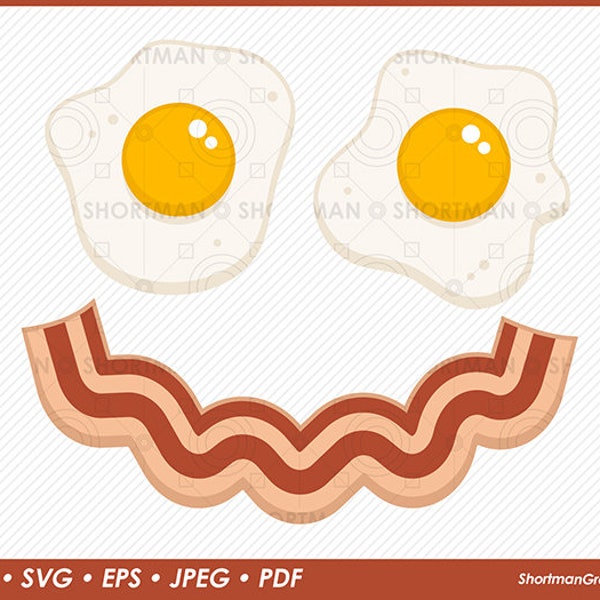 Eggs & Bacon Face Clipart - SVG PNG Download