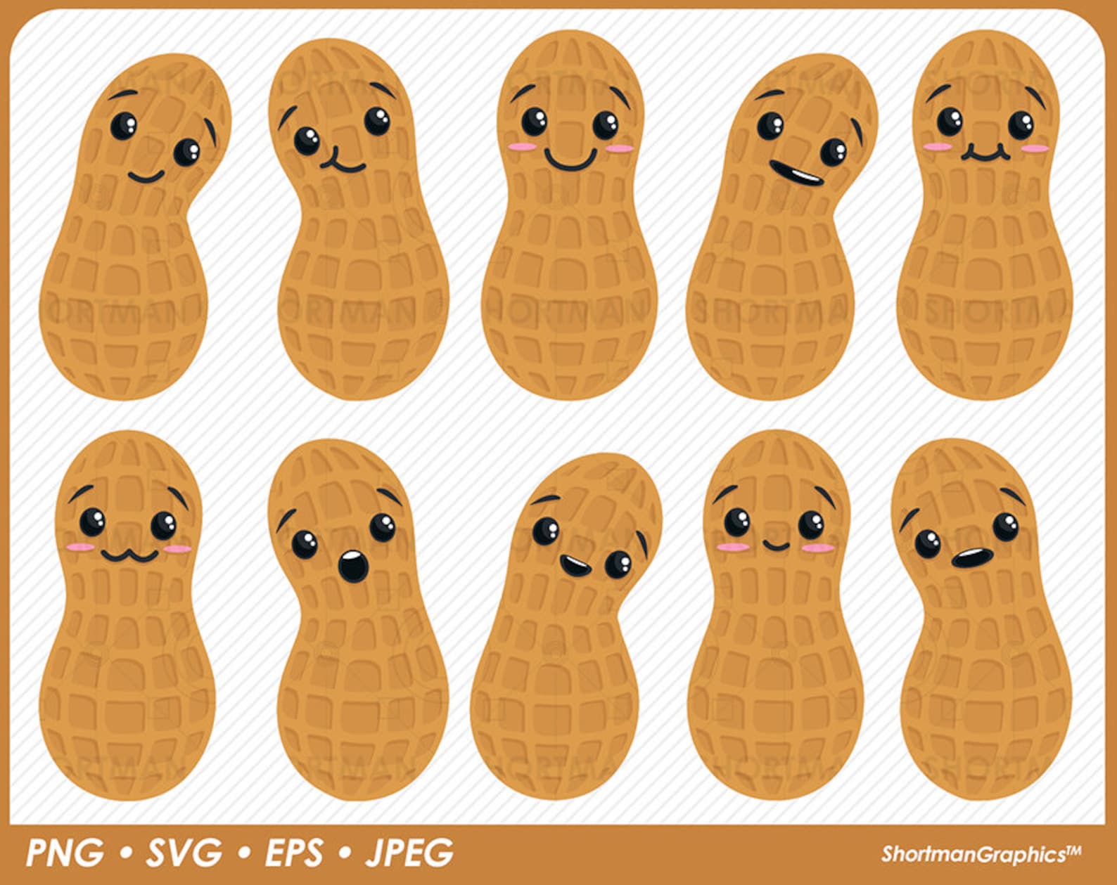 Peanut Faces Clipart - SVG PNG Download - Etsy