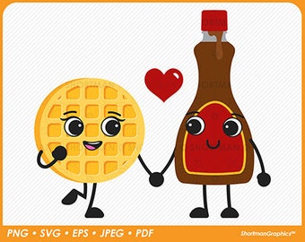 Waffle and Syrup Couple Clipart - PNG SVG