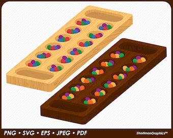 Mancala Board Game Clipart - SVG PNG Download