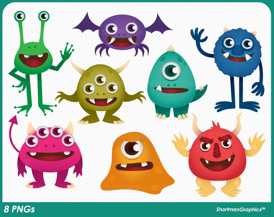 Monsters Clipart PNG Halloween Clipart - Etsy