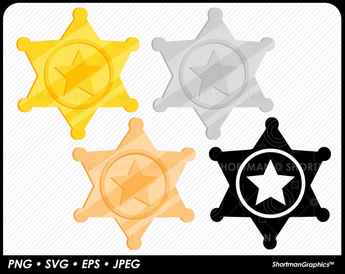 Sheriff Badge Cowboy Badge SVG PNG EPS - Etsy