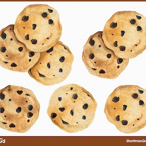 Chocolate Chip Cookie Clipart - Watercolor Cookie PNG Download