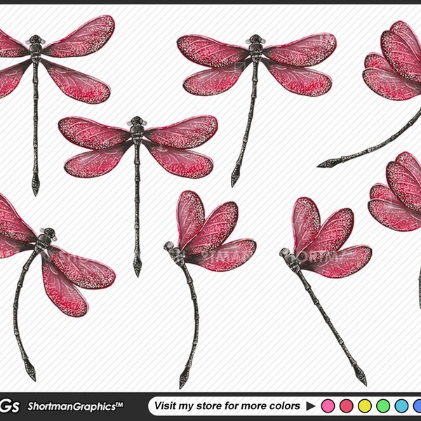 Red Dragonflies watercolor Clipart PNG - Dragon Fly Clipart