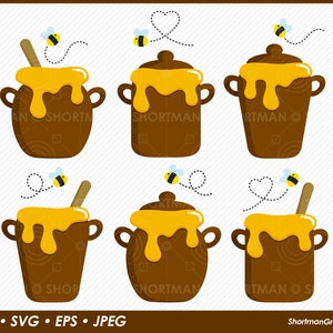 Honey Jars Clipart PNG SVG Bumblebee