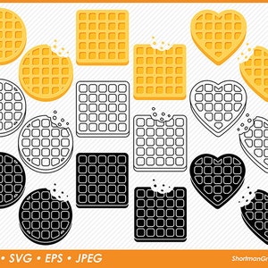 Waffle Clipart - Heart / Square / Round - SVG