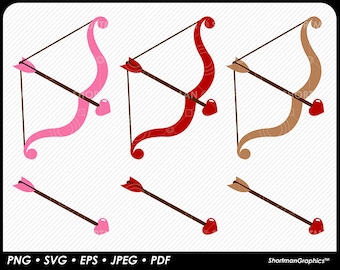 Cupid&#39;s Bow & Arrow Clipart - SVG PNG Download