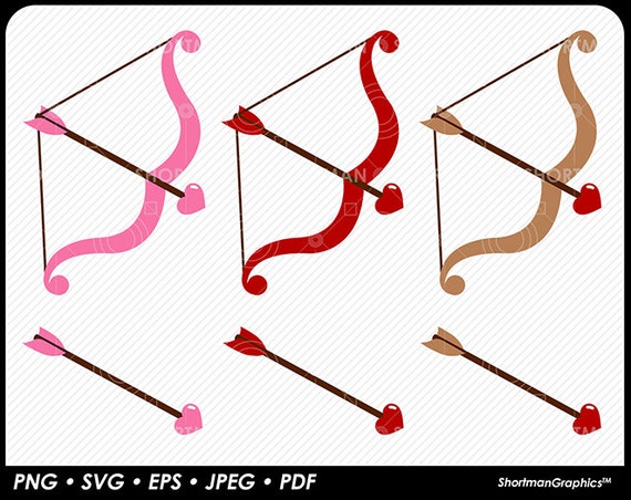 Cupid's Bow & Arrow Clipart SVG PNG Download 