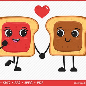 Peanut Butter Jelly Sandwiches Couple Clipart - SVG PNG