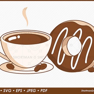 Coffee and Donut Clipart PNG SVG
