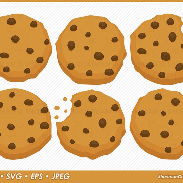 Chocolate Chip Cookie Clipart - SVG PNG Download