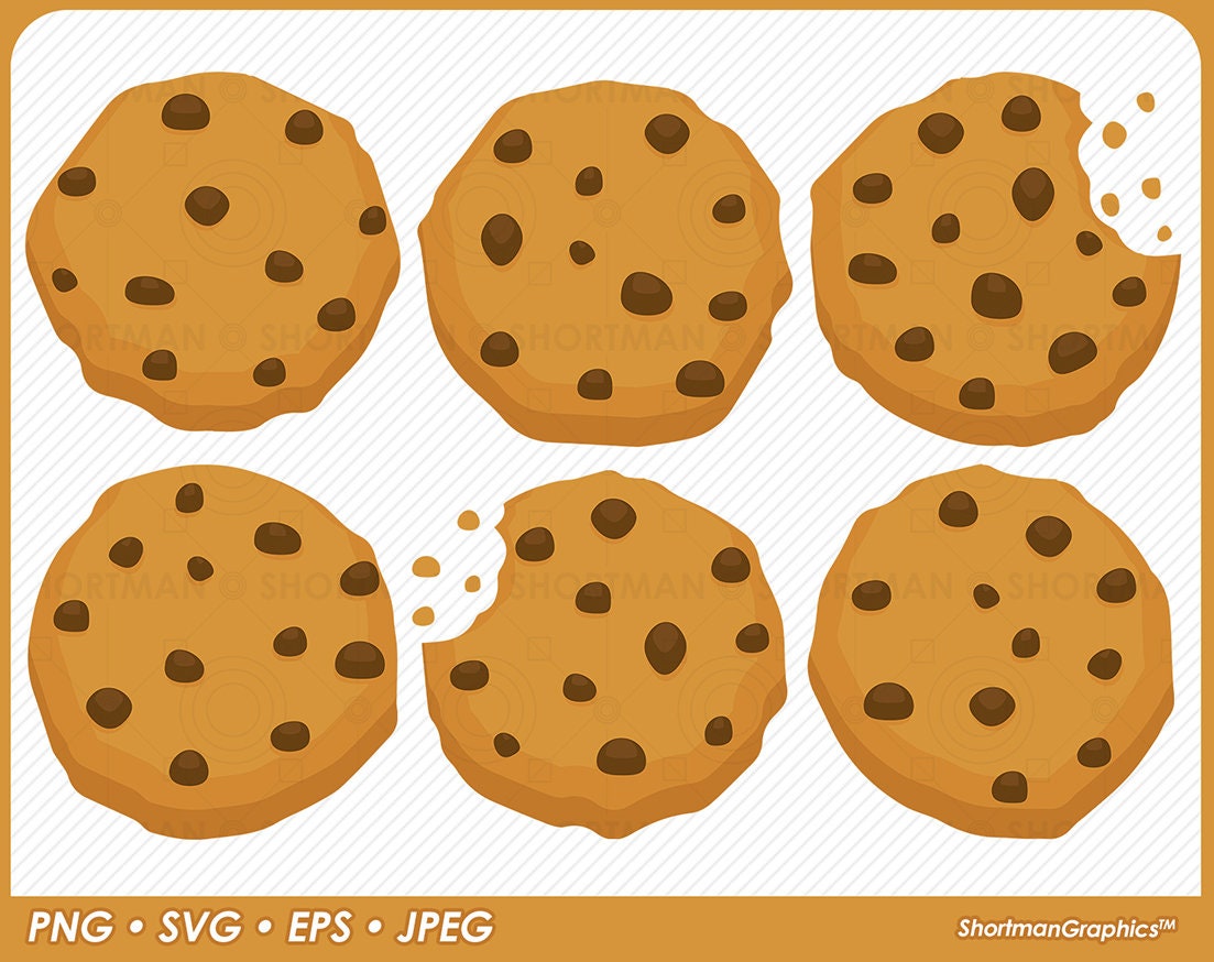 Chocolate Chip Cookie Clipart SVG PNG Download - Etsy Canada